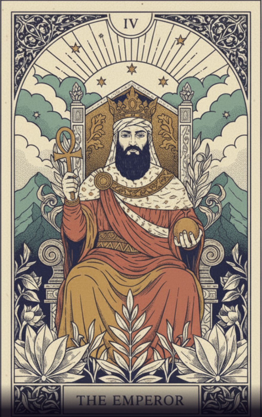 The Emperor — original tarot artwork from Aura Guide