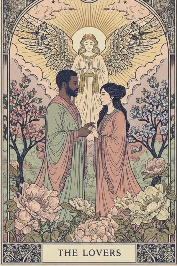 The Lovers — original Aura Guide Alchemy Tarot artwork